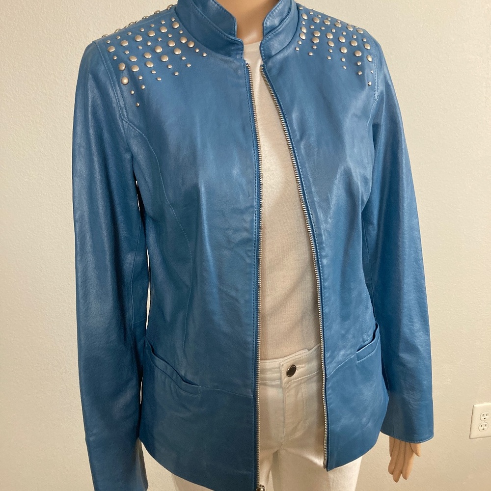 Bradley by Bradley Bayou Blue Leather Jacket XS